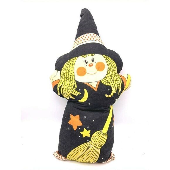 Vintage Stitch Witch Halloween Pillow Plush Decor - Picture 1 of 7